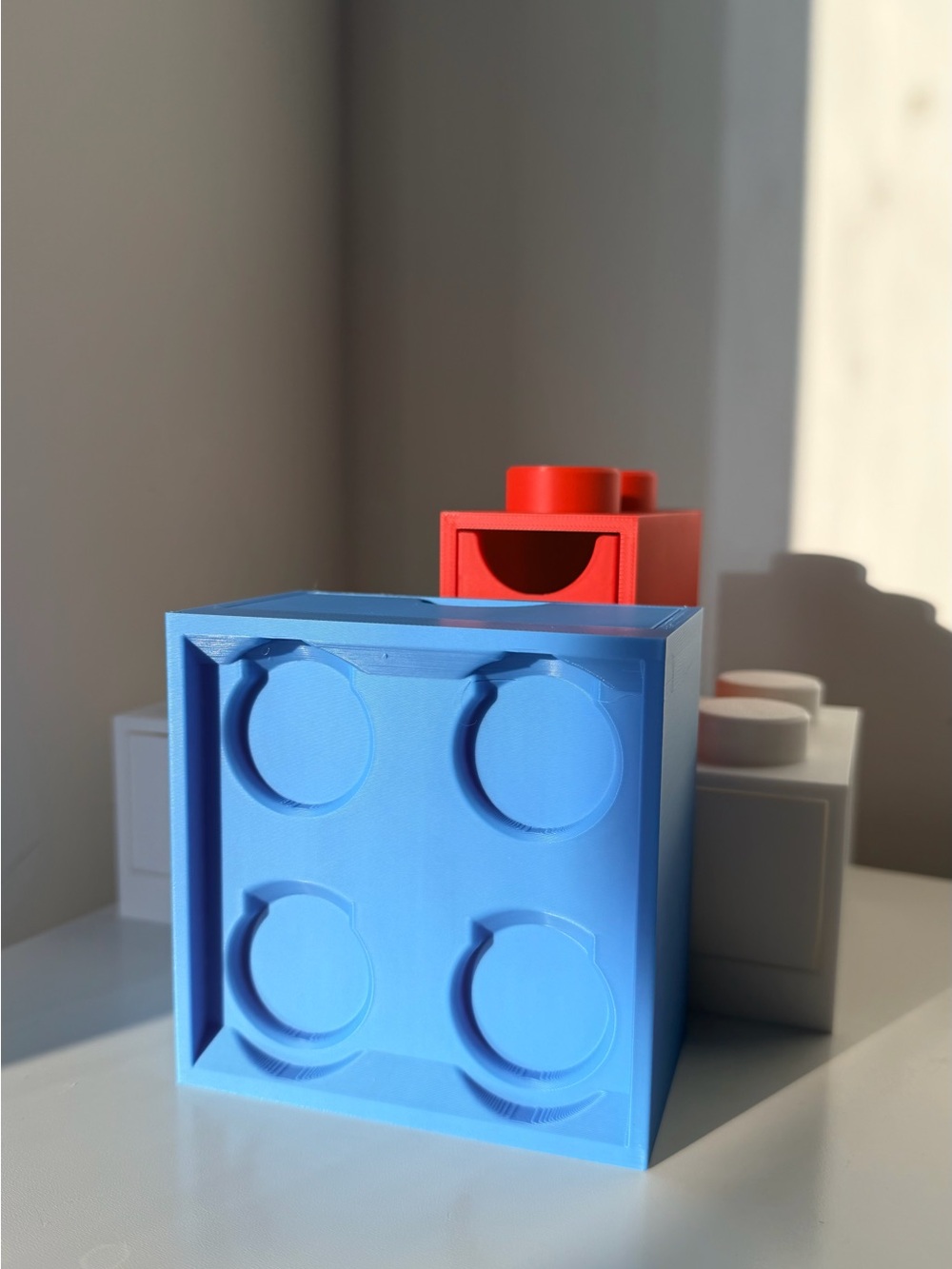 Modular LEGO Style Desk Organizer Drawers Color Block Storage Set - Picture 6 of 9